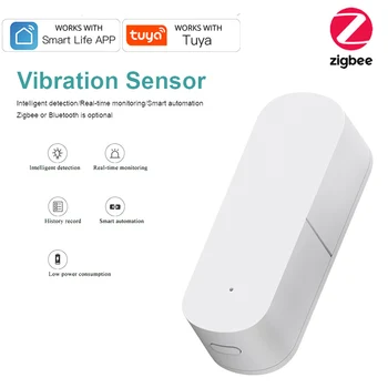 Tuya Zigbee Smart Sensor de Vibração de Detecção de Proteção de Segurança de Casa Inteligente em Tempo Real de Alarme de Empurrar o Status de Sincronização Via Smartlife APP