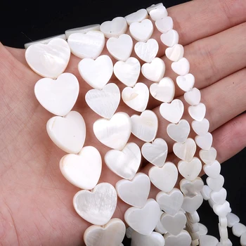 Branco Natural Amor Shell Esferas do Coração de Forma Solta Esferas Espaçador para Fazer Jóias DIY Pulseira, Colar de Acessórios de 6-15mm