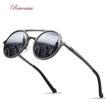 RAVENISA de Luxo Rodada Do Óculos de sol Para Homens Mulheres 2020 Clássico Polarizada Primavera de Óculos de Sol Marrom de Óculos de proteção
