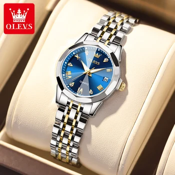OLEVS Mulher de Pulso relógio Original de Relógios de Luxo para Senhoras Impermeável de Aço Inoxidável de Quartzo Mulher relógio de Pulso de Ouro 2022 tendência