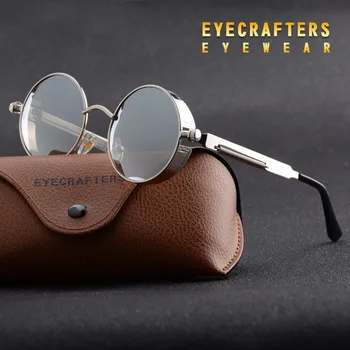 Em Metal Prateado, Os Óculos De Sol Polarizados Steampunk Gótico Óculos De Sol Mens Womens Moda Retrô Vintage Escudo Óculos Tons 2020