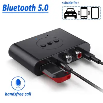 Bluetooth 5.0 Receptor de Áudio do Disco de U RCA 3,5 mm 3.5 Jack AUX Estéreo Adaptador sem Fio Com Microfone de mãos livres Chamada Para alto-Falante de Carro