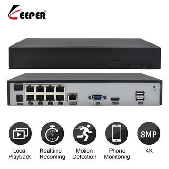 4K 8CH POE NVR de Segurança IP Gravador de Vídeo da Câmera de Vigilância CCTV Sistema de 8MP POE Câmera do IP de P2P ONVIF