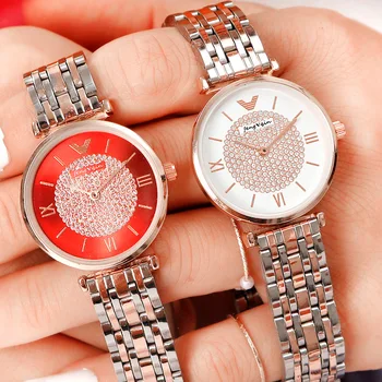 As Mulheres de luxo, Relógios de Quartzo para Mulheres Magnético Relógio de Desporto de Senhoras Vestido de Dourado Mostrador do Relógio de Pulso Relógio de Aço Inoxidável, Pulseira de