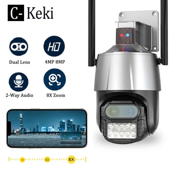 Keki 4MP Lente Dupla de Vigilância wi-Fi Câmera 8X PTZ AI Humanos Faixa de 2 Vias de Áudio, Câmera de Segurança ao ar livre de CCTV Sistema de Vigilância