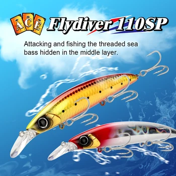 HONOREAL ÁS Flydiver 115mm 20g Afundando 3D Olhos Luminosos de Iscas de Pesca Minnow Rígido Isca