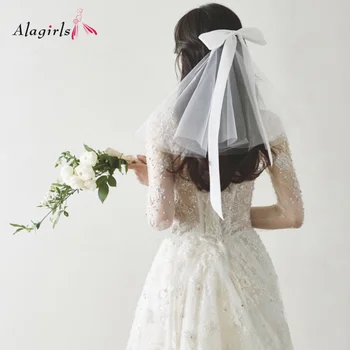 Alagirls Curto De Tule De Noiva, Véus De Casamento 2021 Noiva Artesanais Festa De Casamento De Acessórios De Alta Qualidade