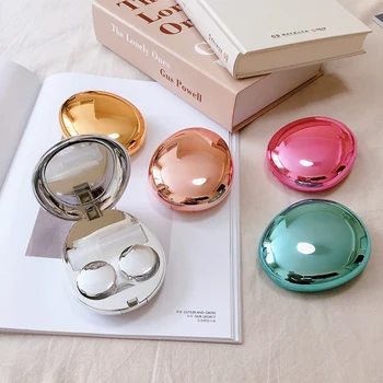 Ultra-fino espelho seixo de lentes de contato caso INS INS mulheres cosméticos contacto curso caixa elegante lente de contato da caixa de armazenamento