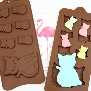 3D Gato Forma de Silicone Moldes de Chocolate Bakeware Bolo de Assadeira de Bolo Ferramenta de Decoração DIY de Cozinha em Sabão Molde os Cookies do Molde