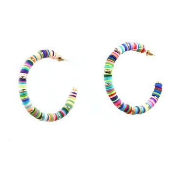 2020 Praia Nova brincos multicolor Semicírculo C forma de cerâmica coloridas Macio Cerâmica brincos para mulheres