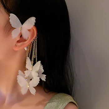 XIALUOKE Moda de Borla Borboleta Ouvidos Travar Ouvido, Clip de Brincos Para Mulheres Sem Orelha Furada, Brincos de Festa de Casamento Jóias Accessorie