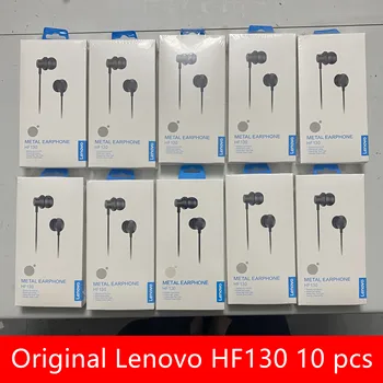 A Lenovo 10PCS HF130 com Fios de Fone de ouvido de 3,5 mm para Fone de Música de ouvido Com Microfone com Cancelamento de Ruído Fones de ouvido In-Ear fones de Ouvido