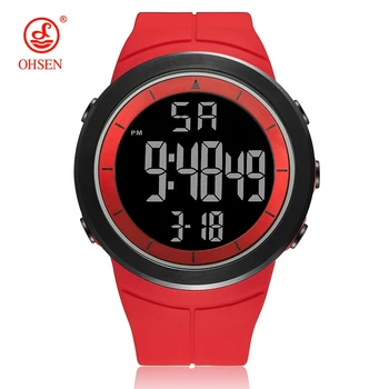 Digital Homens Relógios OHSEN Vermelho Impermeável Esporte Tático para Ver os Homens de Grandes dimensões LED de Discagem Moda Militar relógio de Pulso reloj hombre