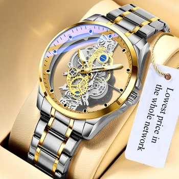 Relógio de ouro para os Homens 2023 Homens Relógios de Marca Top de Luxo Aço Inoxidável Calendário Wirstwatch Homem de Quartzo, Relógios Impermeável Relógio Novo