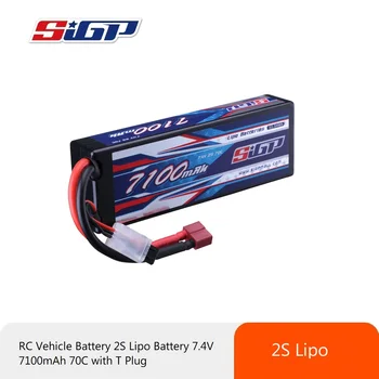 SIGP 7100mAh 2S 70C 7.4 V Bateria de Lipo, Caso Difícil com Reitores T Plug para RC, Carro de Caminhão, Barco Veículos Tanque de Buggy Racing Hobby