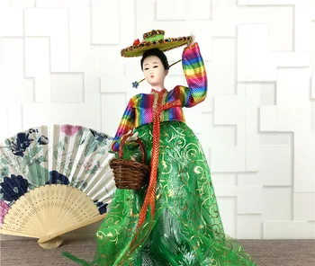 o coreano de Artes e Artesanato de Bonecas de Enfeite Para Decoração de Casa Coreia Hanbok Menina Boneca Com Vestido de Adorno Presente Boneca Modelo de 30CM ZL236