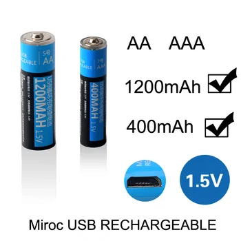 KingSener 2PCS/Lote de 1,5 V AA 1200mAh li-polímero do li-po USB bateria recarregável de lítio li-ion bateria usb cabo USB pack