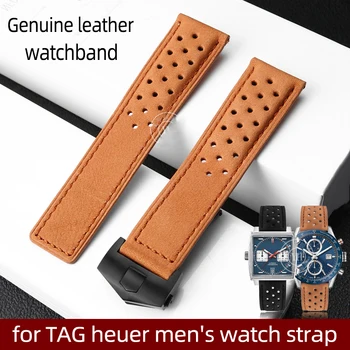 20mm 22mm pulseira de couro Genuíno para a TAG heuer relógio masculino com pulseira de fivela dobrável de fibra de Carbono de padrão de vaca leathr Banda