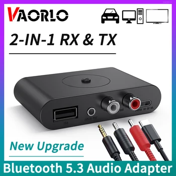 2 EM 1 Bluetooth 5.3 Transmissor Receptor AUX de 3,5 mm para RCA USB U-Disco de Música Estéreo sem Fio Adaptador de Áudio Para TV, PC, Carro Kit de alto-Falante
