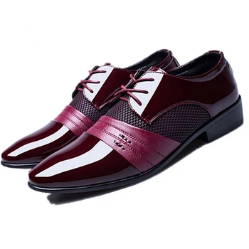 Novos Homens de Negócios Formais, Sapatos de Couro de Homens Sapatos de Baixo-superior Vestido Formal Moda Cor Sólida Plano Frontal Lace-up Calçados masculinos de Couro