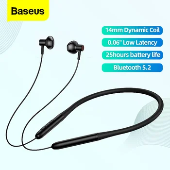 Baseus P1 Decote Fone de ouvido Bluetooth 5.2 Fone de ouvido sem Fio hi-fi Estéreo Jogo de Fones de ouvido com Microfone Magnético Fone de ouvido Fones de ouvido no Pescoço