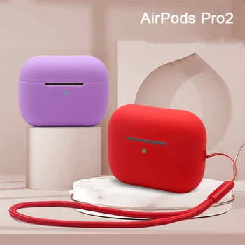 Para AirPods Pro 2 Caso com Cordão de Anti-lost Capa Protetora de Silicone Suave para a Pele, Caso AirPods Pro 2