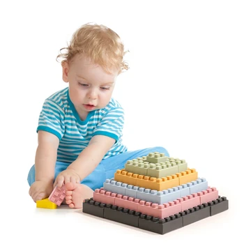 O colorido do Silicone, Brinquedos de Empilhar blocos de Construção de Montessori Blocos de Brinquedo Brinquedos de Silicone de Grau Alimentar Blocos de DIY Brinquedos Educativos Presente