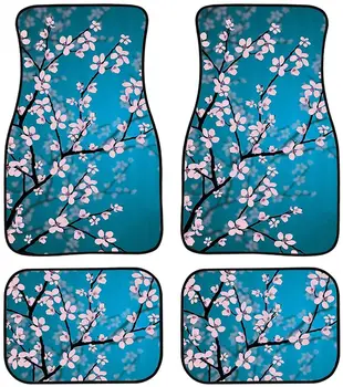 Bela Japonesa de Flor de Cerejeira/Sakura Impressão de Carpetes Tapetes-Frente e Traseira Forros Definido para Carro Sedan SUV Caminhão-Universa