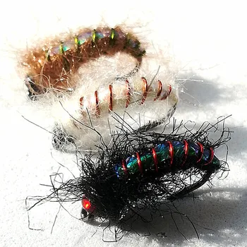 18pcs molhado insetos Voam isca de pesca feita de brilhantes, fio de cobre, material Ninfa Truta da Isca de Pesca da Mosca