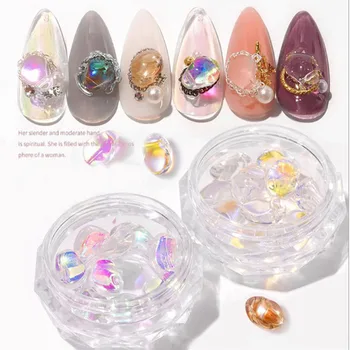 10 pcs/caixa de Brilhantes Pedras de Cristal 3D Nail Art Decoração de Jóias DIY Fashion Ornamentos Manicure Design de Acessórios