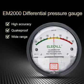 ELECAL Manômetro de Pressão Diferencial barómetro micromanometer analógico Manômetro Ponteiro para o ar de medidores de gás -30PA-30KPA EM2000