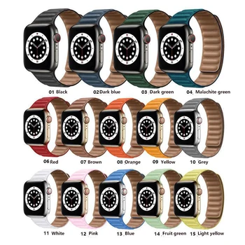 A Apple faixa de relógio de Couro, laço magnético correia smart watch 42mm44mm 45mm 41mm40mm 38mm apple assistir série 7 3 4 5 SE 6 UTAI, B14