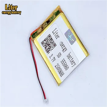 1,25 MM 2 pinos conector 555060 2500mah 3.7 V bateria de Li-íon do polímero LP Li-polímero bateria LiPo e-books em seu GPS PDA do banco do poder
