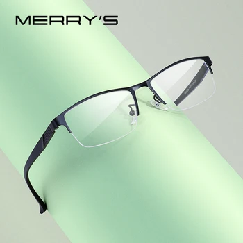 MERRYS DESIGN Homens de Liga de Titânio Metade Óculos de Armação TR90 Pernas Prescrição de Óculos S2226