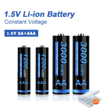 1.5 V AA + AAA bateria Recarregável de Lítio de 1,5 V AA 3000mWh / AAA 1200mWh 1,5 v baterias do Li-íon para brinquedos de controle remoto