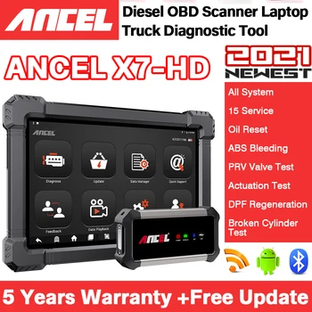 ANCEL X7 HD de Caminhões Pesados Scanner OBD2 Profissionais de Todo o Sistema de Teste Ativo DPF ABS de Reposição de Óleo Diesel Caminhões Ferramentas de Diagnóstico