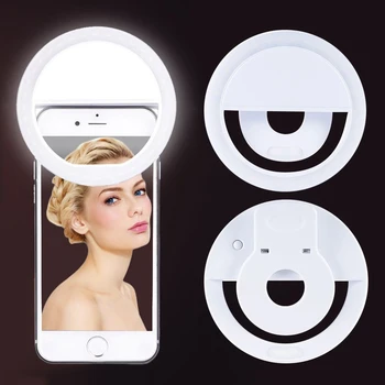 Carga USB LED Selfie Anel de Luz Suplementar de Iluminação a Noite, a Escuridão Selfie Melhorar Para o Telefone, a Luz de Preenchimento