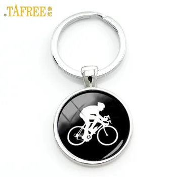 TAFREE casual esportes ciclista chaveiro minimalista ciclismo silhueta de arte-chave da cadeia de bicicleta desportistas presentes de jóias KC353