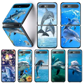Case Para Galaxy Z Flip 3 5G Caso de disco Rígido do PC à prova de Choque pára-choque Traseiro Shell Para Samsung Galaxy Z Flip3 Tampa de animais do mar bonito dolphin