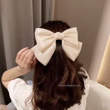 O coreano Moda Tecido de Fios de Grande Arco Grampos de cabelo para Mulheres Meninas Elegante Laço Hairgrip Vintage Grampo de Cabelo e Acessórios para o Cabelo
