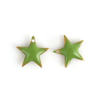 10 PCs Estrela de Cobre Esmaltado de Lantejoulas Encantos Pentagram Esmalte Pingentes de Ouro Cor Para DIY Fazer a Jóia de 12mm x 11mm