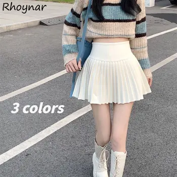 Saias plissadas Mulheres Y2k Outono Slim Senhoras Chiques Mini Faldas de Todos-jogo Simples Colegiais Streetwear coreano Moda Primavera Básico