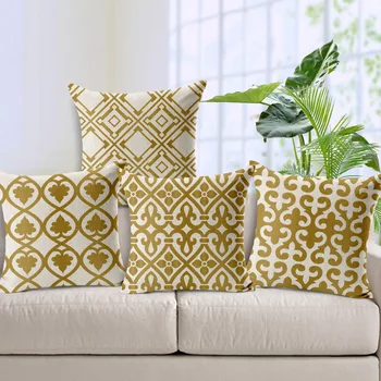Pura Geometria Fronha De Almofada Nórdicos Ouro Amarelo Geométricas Travesseiros Casa, Cadeira, Sofá Decorativas, Almofada Personalizada
