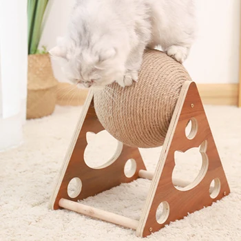 Brinquedos do gato Arranhar a Madeira Gato Coçar Bola Natural e Durável do Sisal Scratcher para o Gato de Moagem de Pet Móveis de Suprimentos
