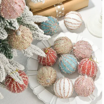 2022 Criativo de Paetês Prateado 8cm Bola de Natal Decoração da Árvore de Natal Pingente Colorido Bola Decoração de Natal Pendurado Bola Noel