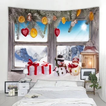 Natal de arte pendurada na parede tapeçaria de Natal boneco de neve tapeçaria de fundo a decoração home
