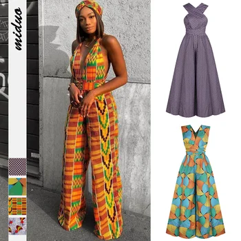 Africana Macacão para as Mulheres Dashiki Impressão de Pernas Compridas Calças Calças de Moda Boate Roupas Ancara Europeu de Roupas