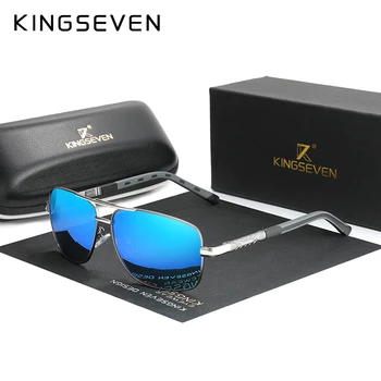 KINGSEVEN 2020 Alumínio Marca Piloto de Óculos de sol Polarizados Homens Mulheres da Moda Armação Masculina Óculos de Sol Para a Condução de Oculos de sol