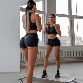 Oshoplive Moda Verão Feminina Sportswear Sólido meia Calça Preta, de Secagem Rápida Execução de Fitness Yoga Terno para as Mulheres 2022 Novo