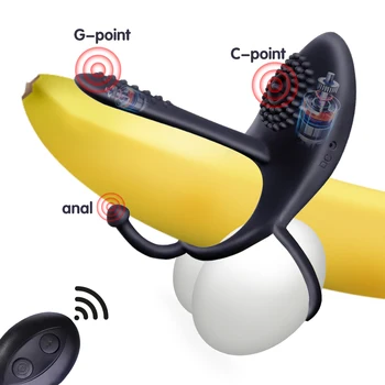 Controle remoto Anel peniano Ejaculação Retardada Cock Ring Ponto G, Clitóris Estimulador Anal Massageador Erótico Brinquedos Sexuais para o Casal